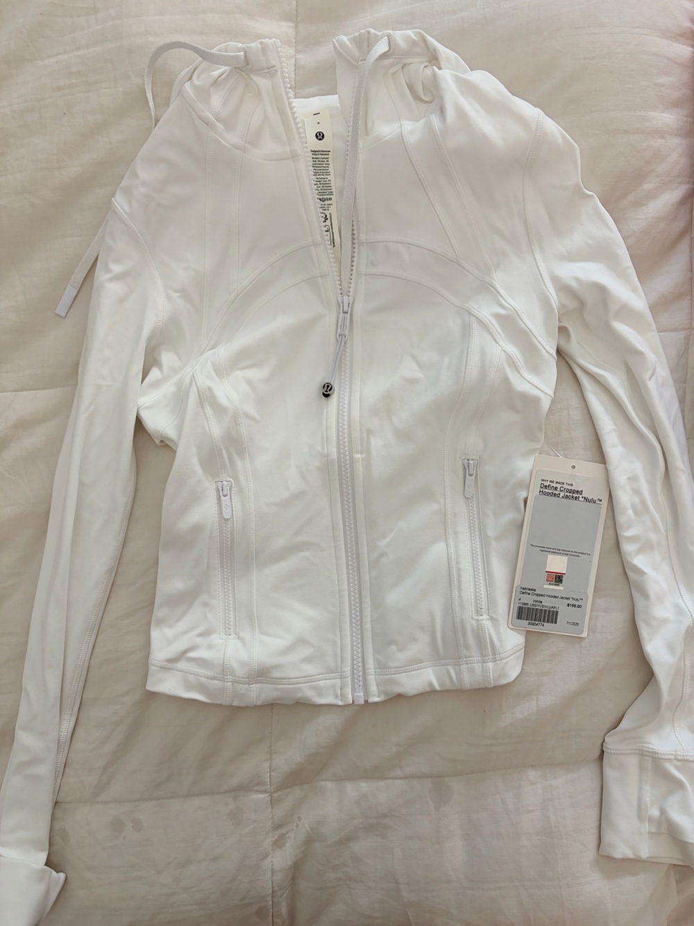 lululemon athletica White Full-Zip Cropped Hooded Jacket Nulu Nebraska Huskers